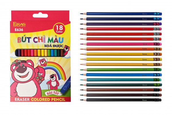Bút chì 18 màu xoá được E636